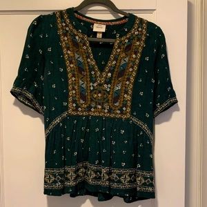 Boho green blouse